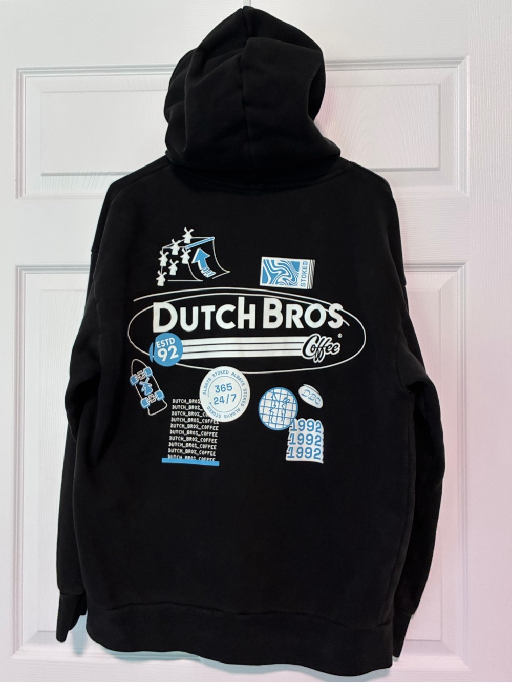 Dutch Bros Women’s Black Hoodie Sweatshirt with Blue Logo